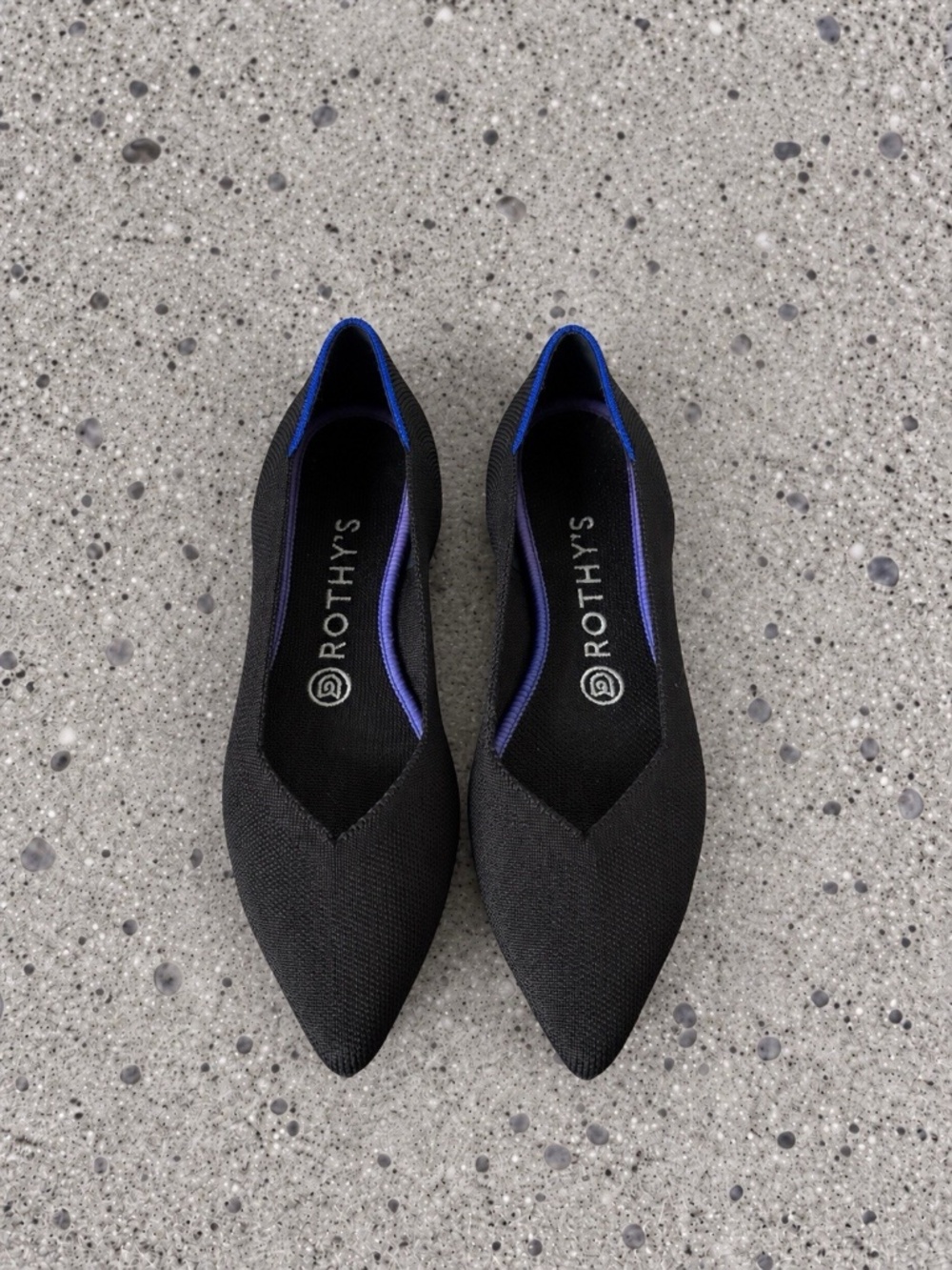 Rothy’s The Point Flats Shoes Black Sz 7.5 US Women's Authentic ❤️